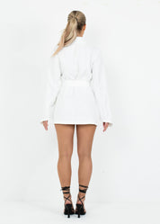 TANA - White Tie Waist Blazer Dress
